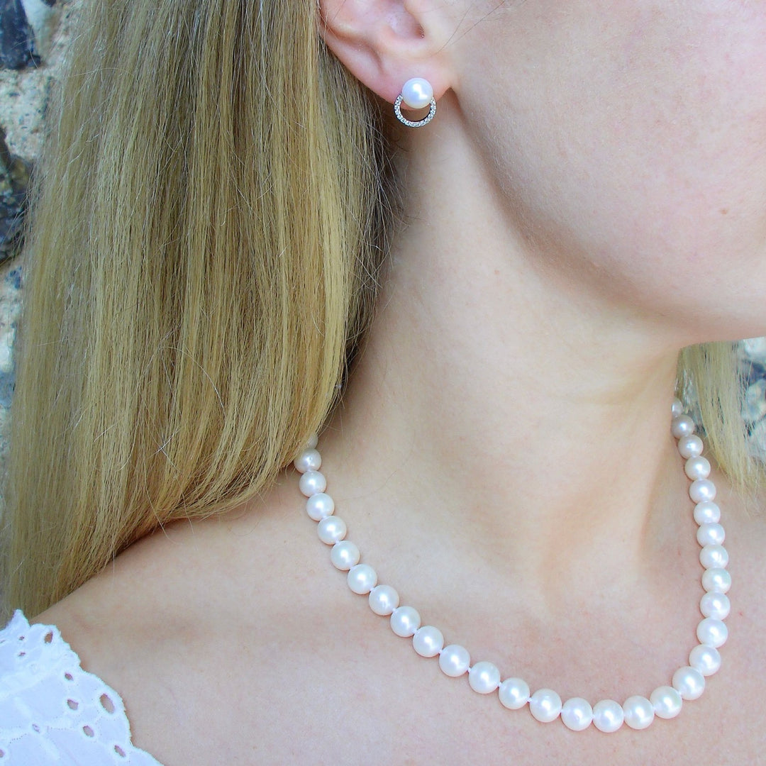 Lizzie Sterling Silver Pearl Hoop Earrings