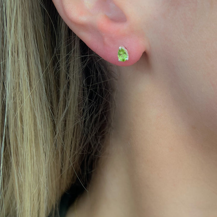 Tear Drop Sterling Silver Stud Earrings - Blue | Green