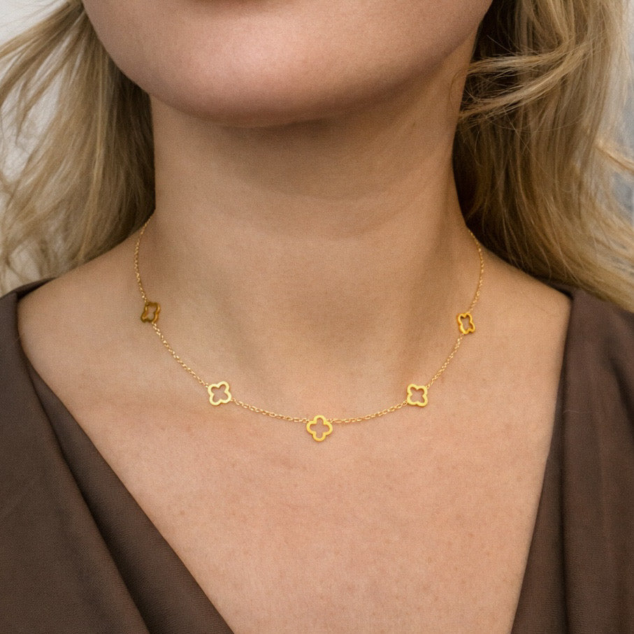 Lani Clover Motifs Gold Necklace