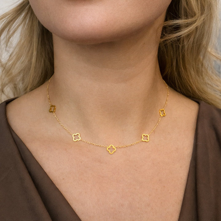 Lani Clover Motifs Gold Necklace