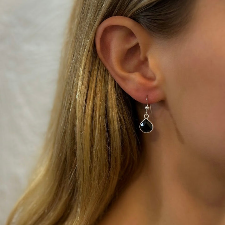 Nuala Stone Sterling Silver Earrings - Rose Quartz | Black Onyx