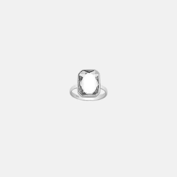 Square Cabochon Sterling Silver Ring - Aquamarine Blue | Glacier White