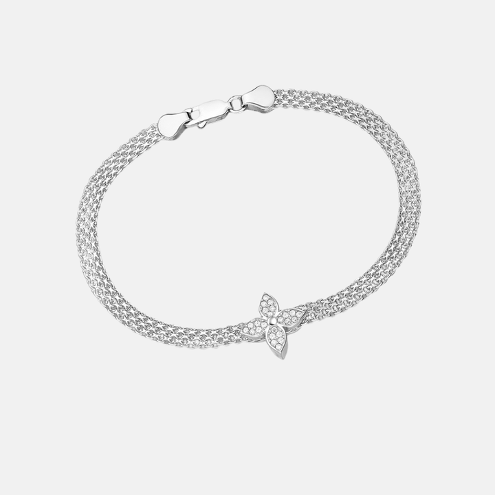Star Flower Sterling Silver Mesh Bracelet