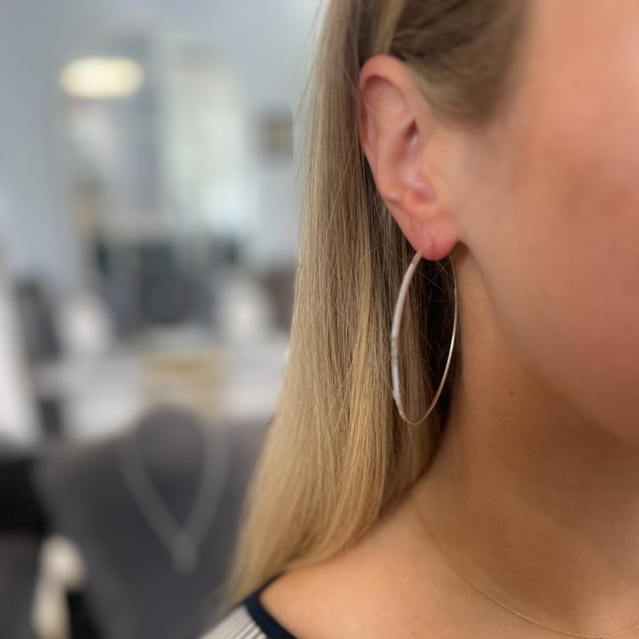 Large Hammered Fine Hoops - Sterling Silver | Gold Plated Sterling Silver
