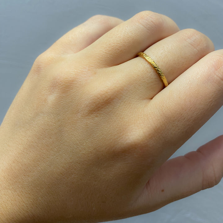 Textured Dainty Gold Band Adriel Ring