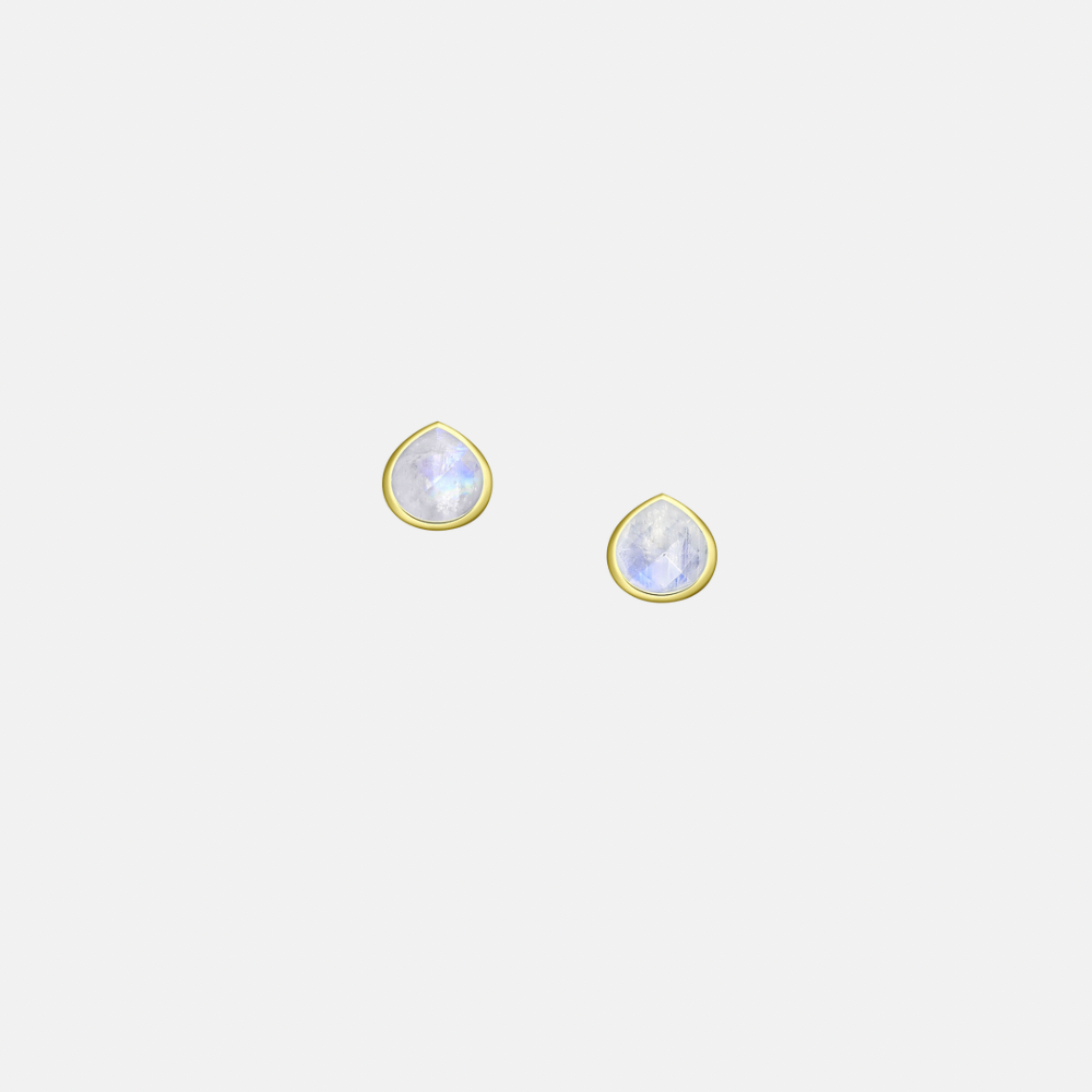 Gemstone Tear Drop Stud Earrings - Ruby | Moonstone | Lapis Lazuli