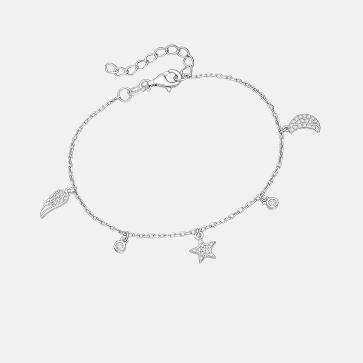 Celestial Angel Sterling Silver Dainty Charm Bracelet