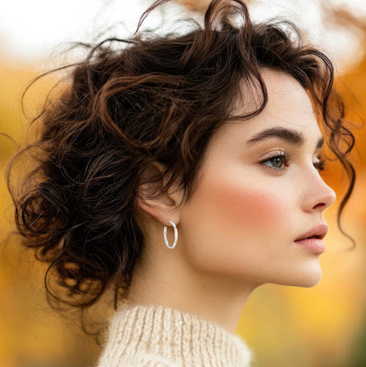 Edged .925 Sterling Silver Hoop Earrings