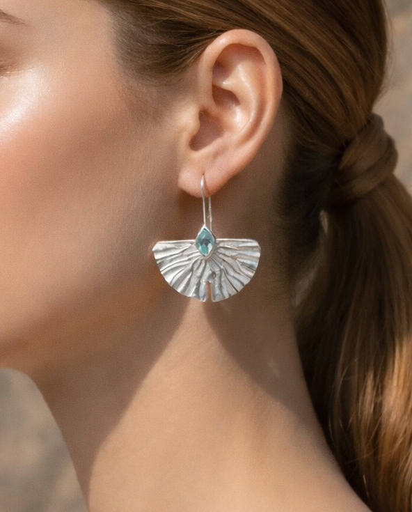 Topaz Silver Fan Earrings