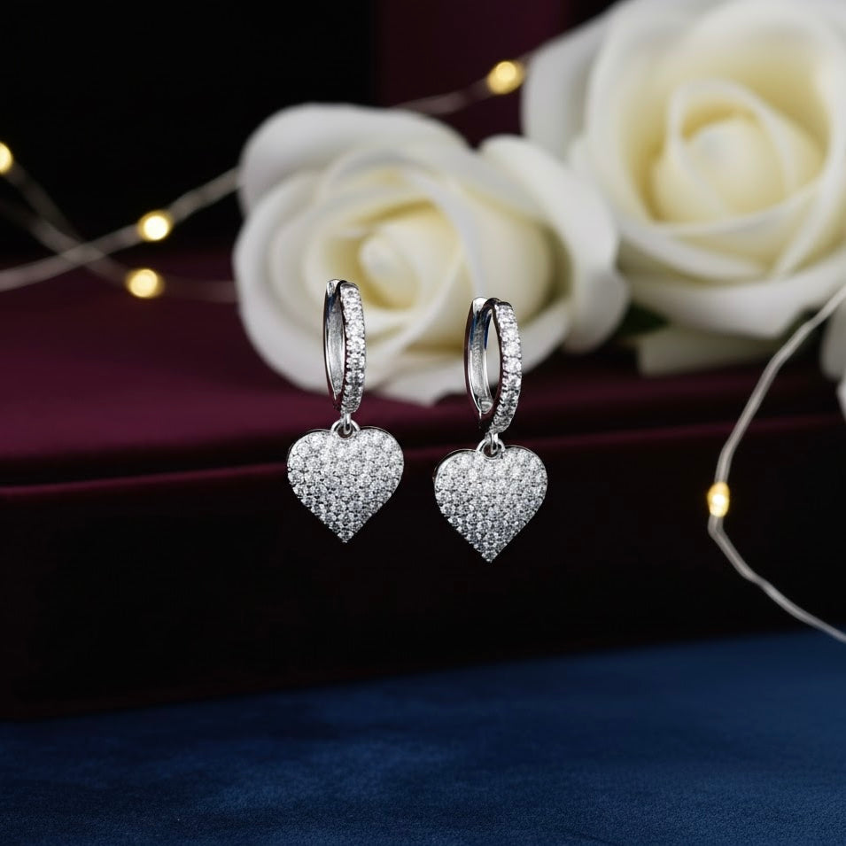 Sweetheart Sterling Silver Huggie Hoops