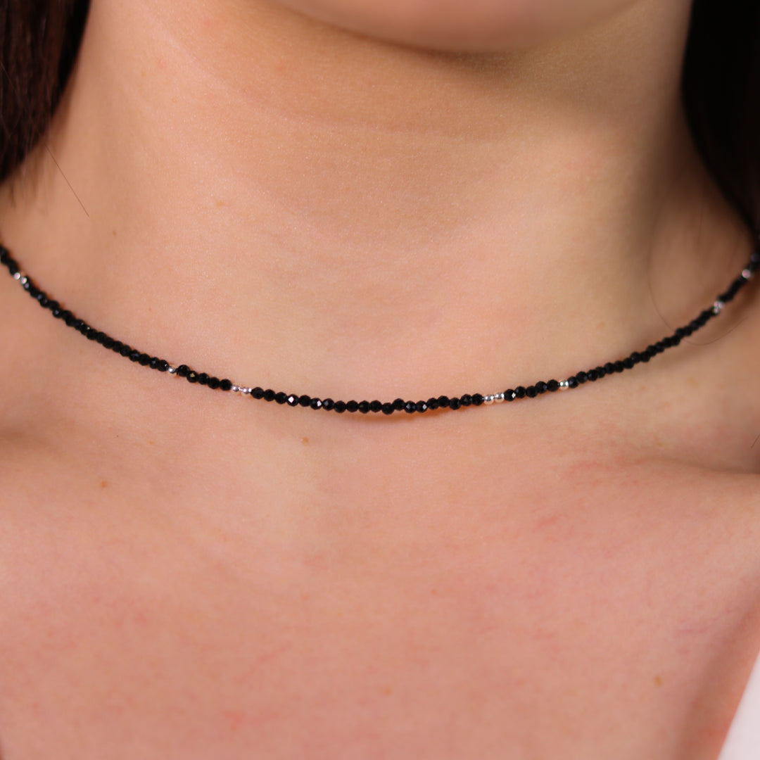 Sia Stone Choker Necklaces - Black Onyx | Chrysocolla | Howlite | Fresh Water Pearl | Tourmaline | Turquoise