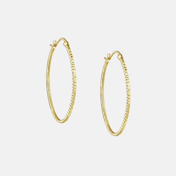 Oumi Textured Oval Gold Hoop Earrings