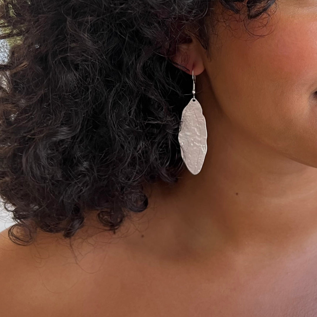 Oti Matt Oval Drop Earrings - Silver | Gold