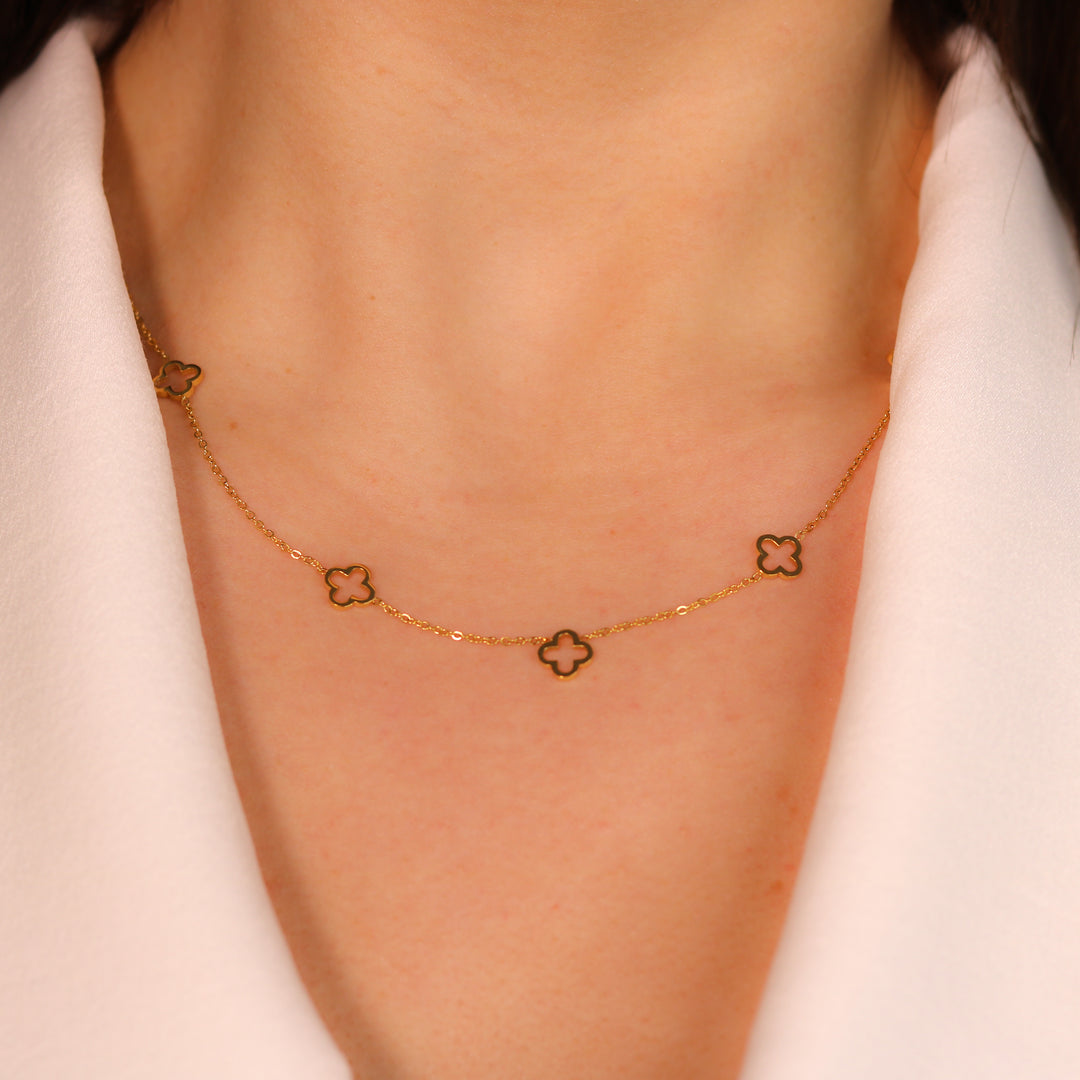 Lani Clover Motifs Gold Necklace