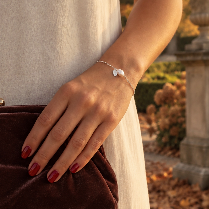Fresh Water Pearl Charm Sterling Silver Bracelet