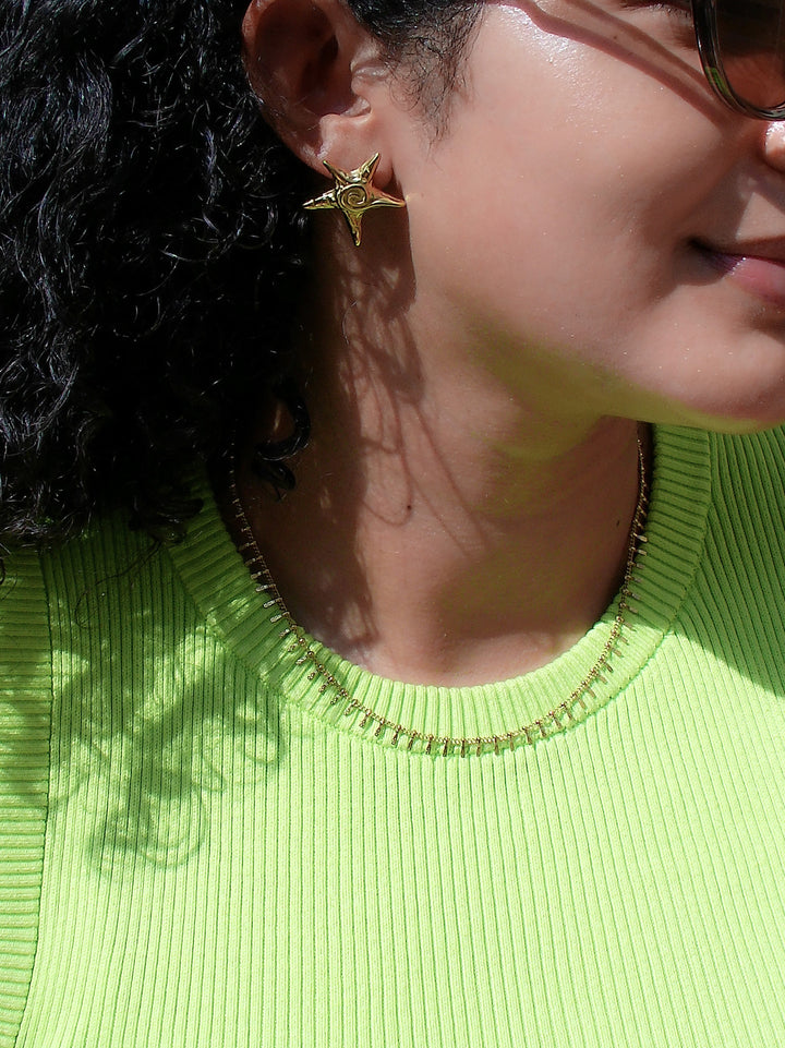 Starfish Gold Steel Earrings