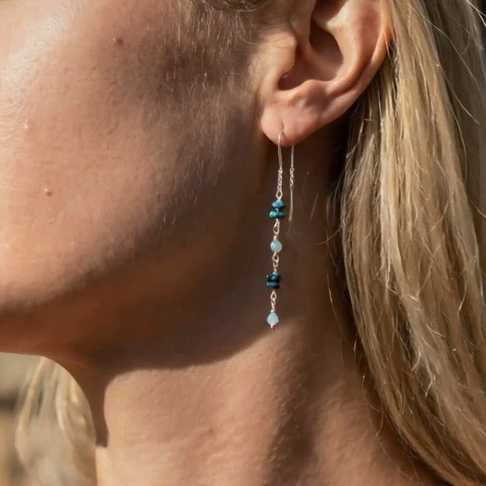Turquoise Dainty Chain Drops - Sterling Silver | 18ct Gold Plated