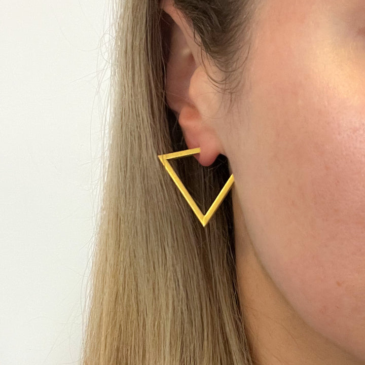 Triangle Matt-Gold Hoop Earrings