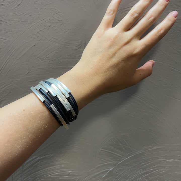 Montreal Matt Silver Layered Magnetic Bracelet