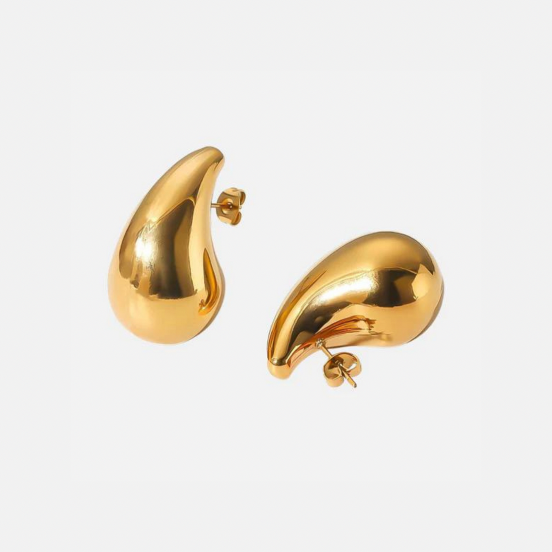Medium Omboo Gold Curved Tear Drop Earrings
