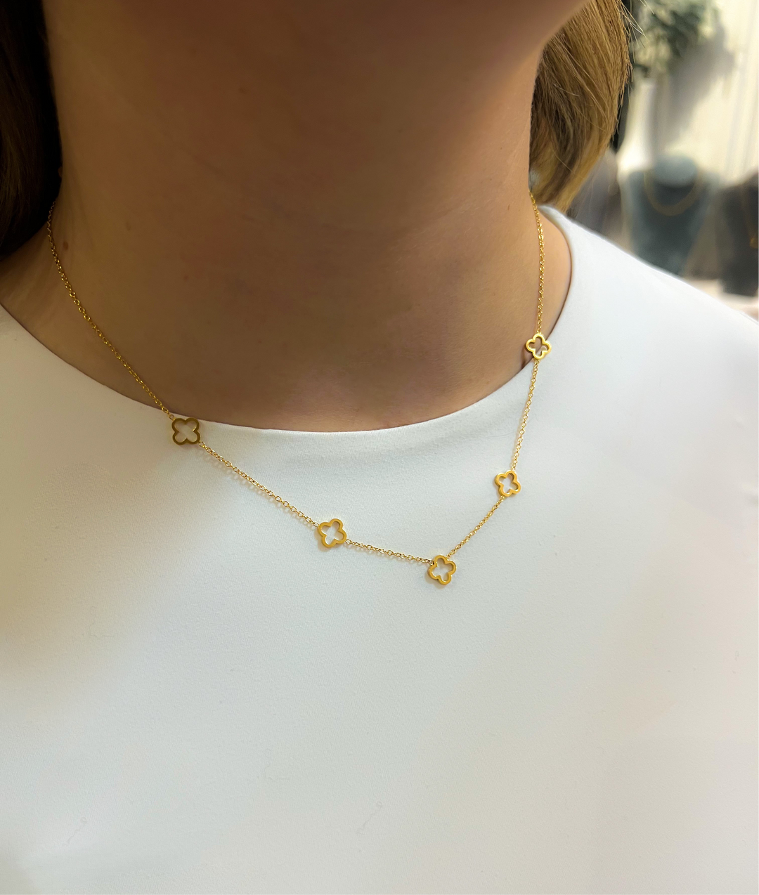 Lani Clover Motifs Gold Necklace