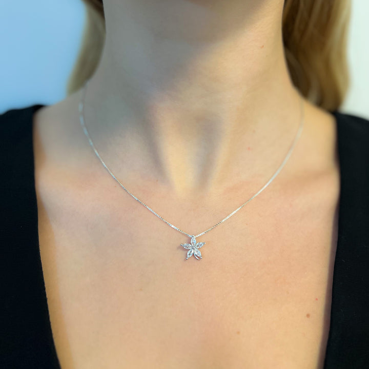White Jasmine Zircon Sterling Silver Necklace