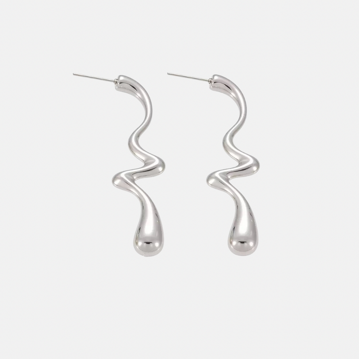Molton Omboo Drop Earrings - Steel | Gold Steel
