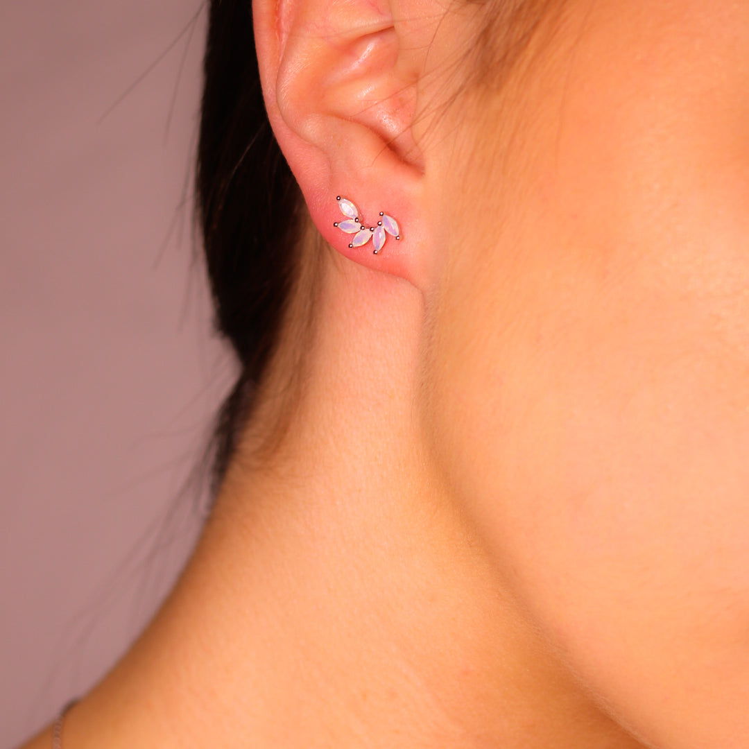 Moonstone Petal Stud Earrings