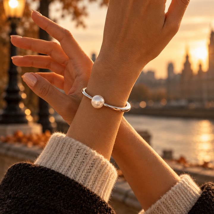 Pearl Silver Orbit Bracelet