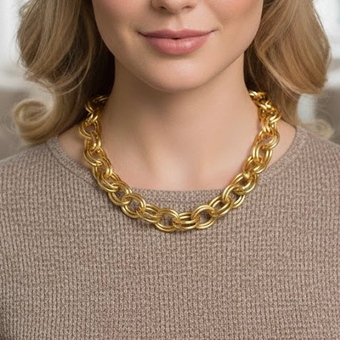 Chunky Gold Rings Necklace
