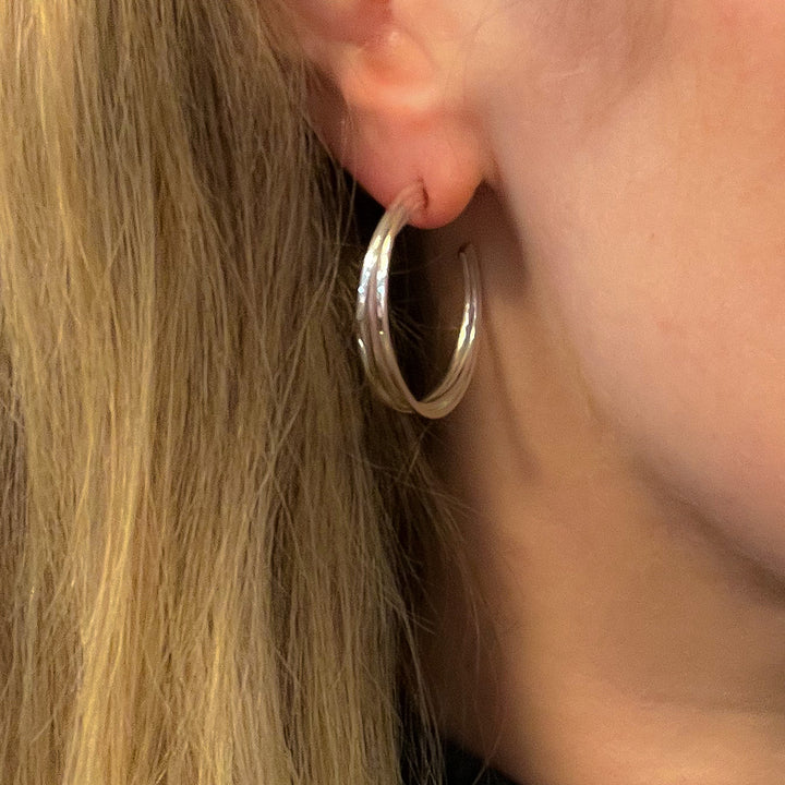 Spiral Sterling Silver Hoop Earrings