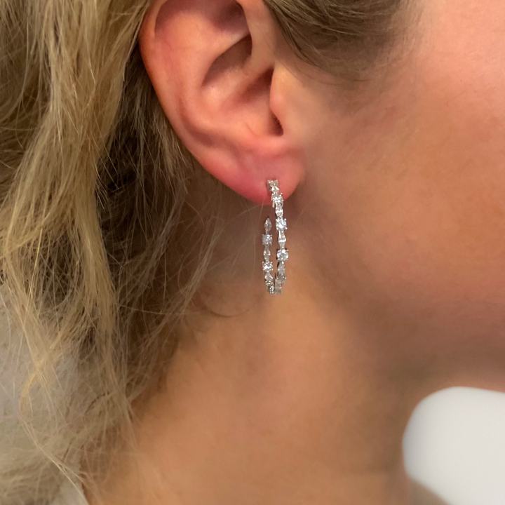 Gisella Zircon Sterling Silver Hoops