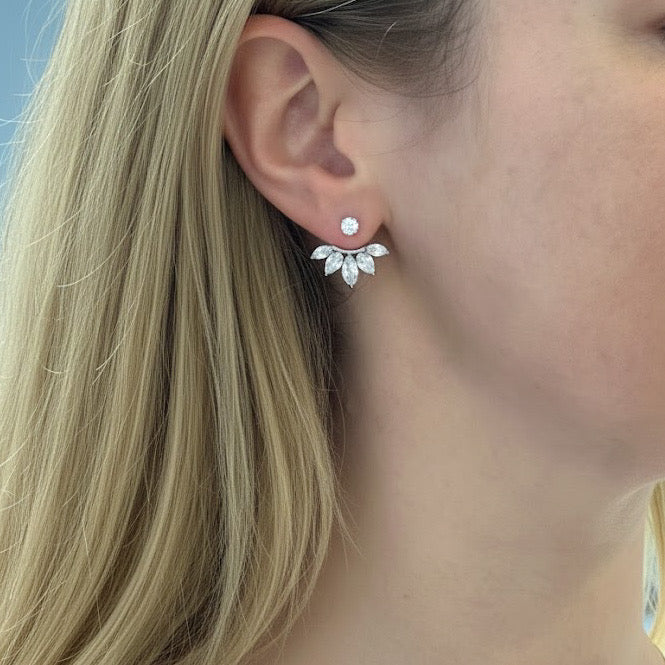 Azalea Ear Jacket Sterling Silver Earrings