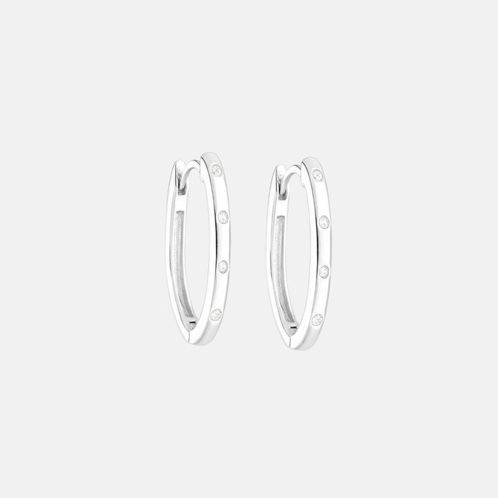 Plato Zircon Sterling Silver Oval Hoop Earrings