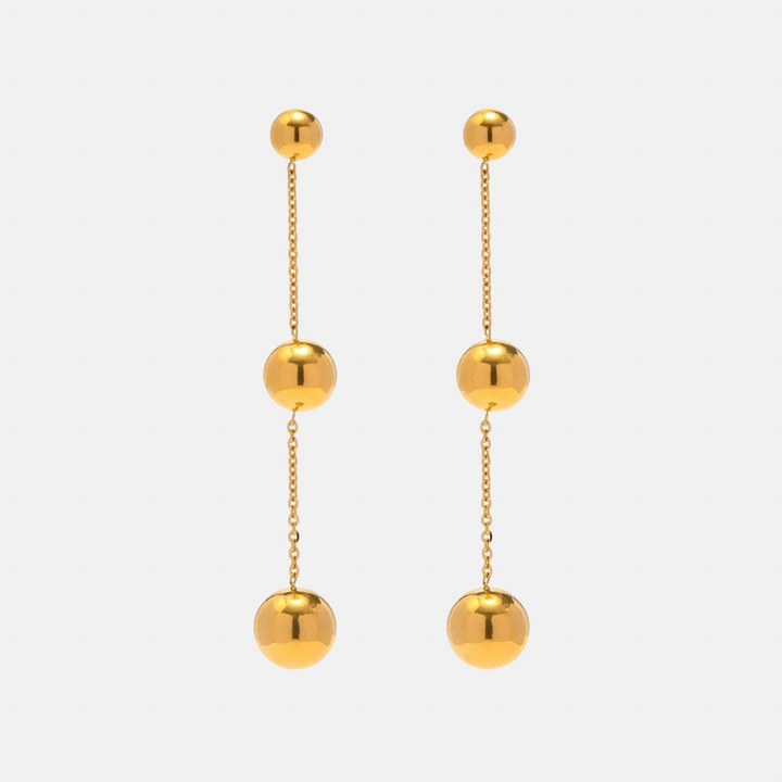 Gold Long Bauble Drop Earrings