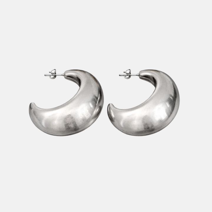 Luna Curve Statement Hoops - Silver | Gold