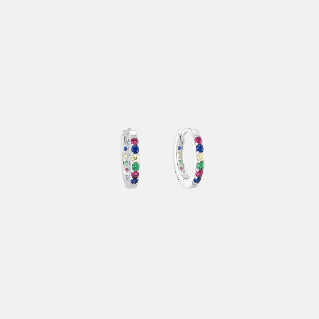 Tottie Zircon Huggie Hoops - White | Multi-Colour | Blue