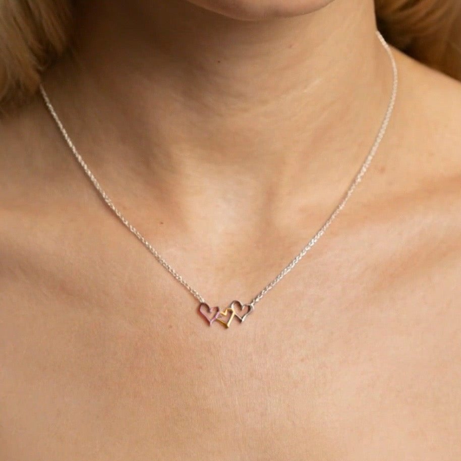 Triple Heart Sterling Silver Necklace