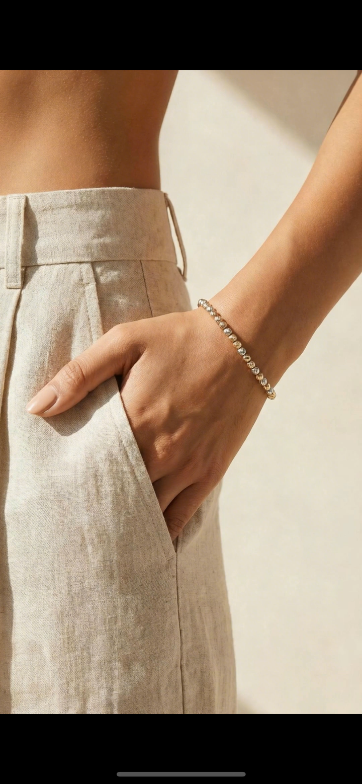 Phoebe Textured Ball Slide Bracelet - Gold | Silver | Mixed Metals