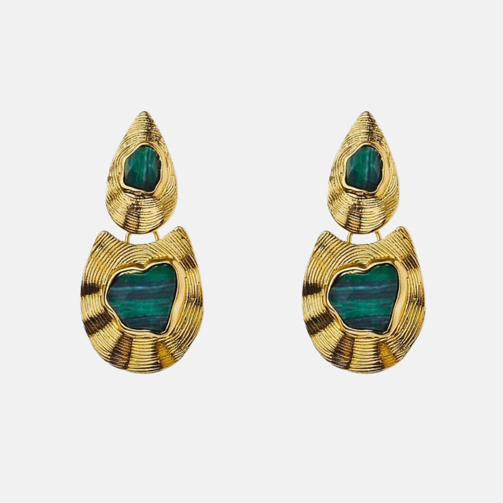 Malachite Gold Persephone Drop Earrings