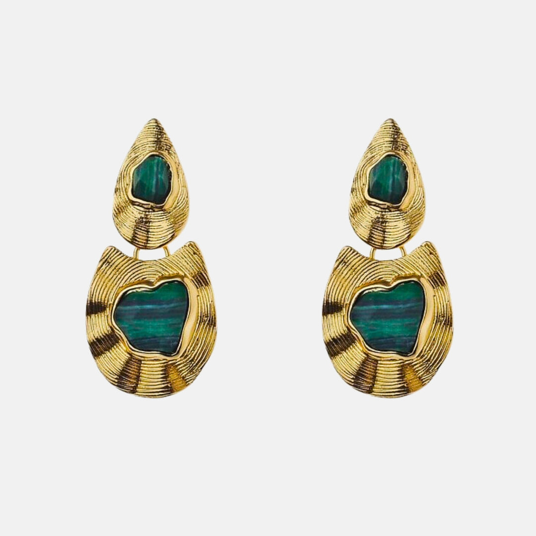 Malachite Gold Persephone Drop Earrings