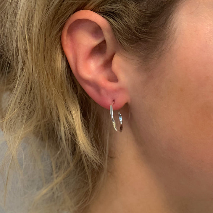 Edged .925 Sterling Silver Hoop Earrings