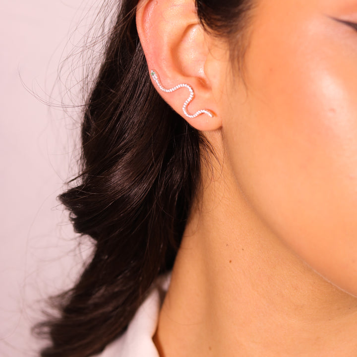 Kundalini Sterling Silver Snake Ear Climber Earrings