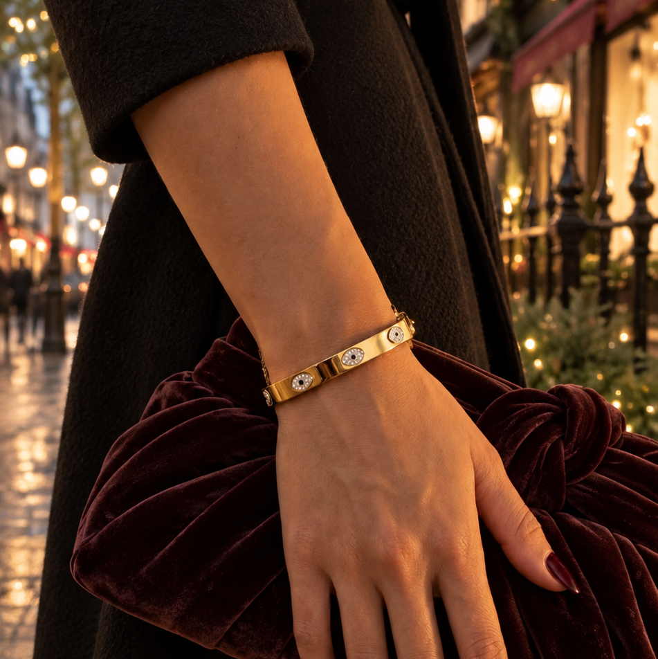Eye of Protection Steel Cuff - Steel | Gold Steel