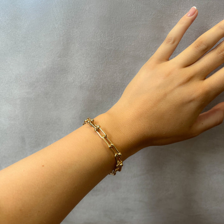 Venega Square Link Bracelet - Silver | Gold