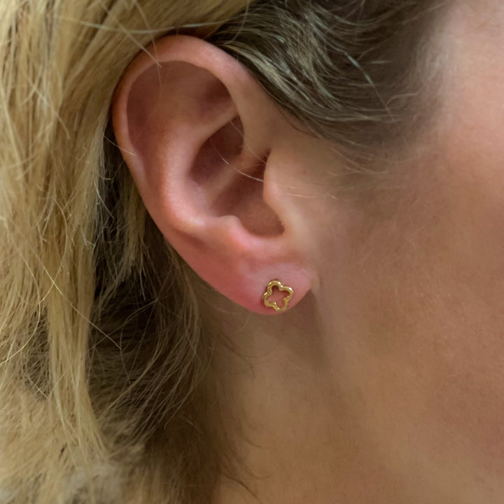 Lani Gold Plated Sterling Silver Clover Stud Earrings