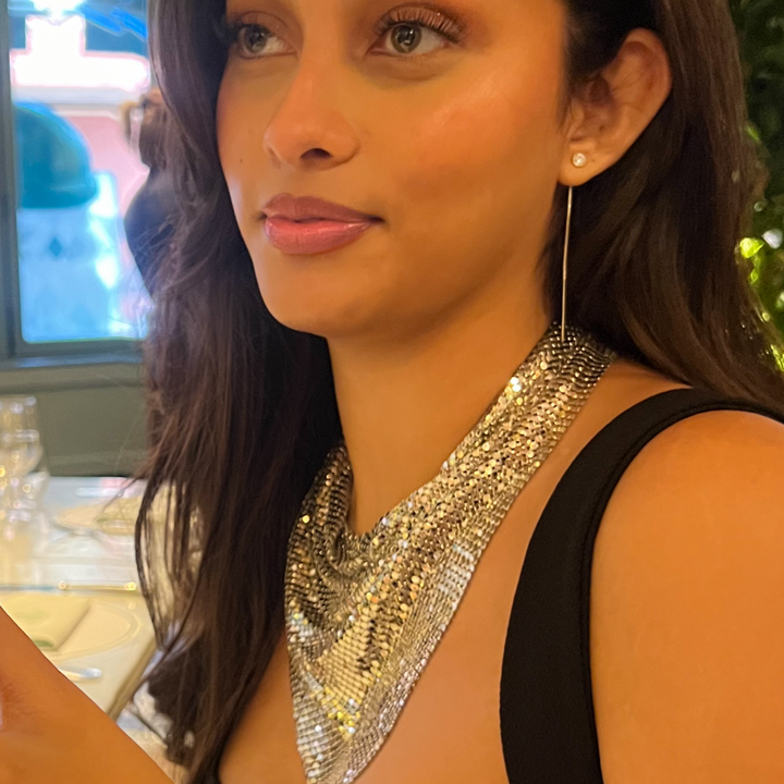 Ziri Zircon Stud Sterling Silver Chain Earrings