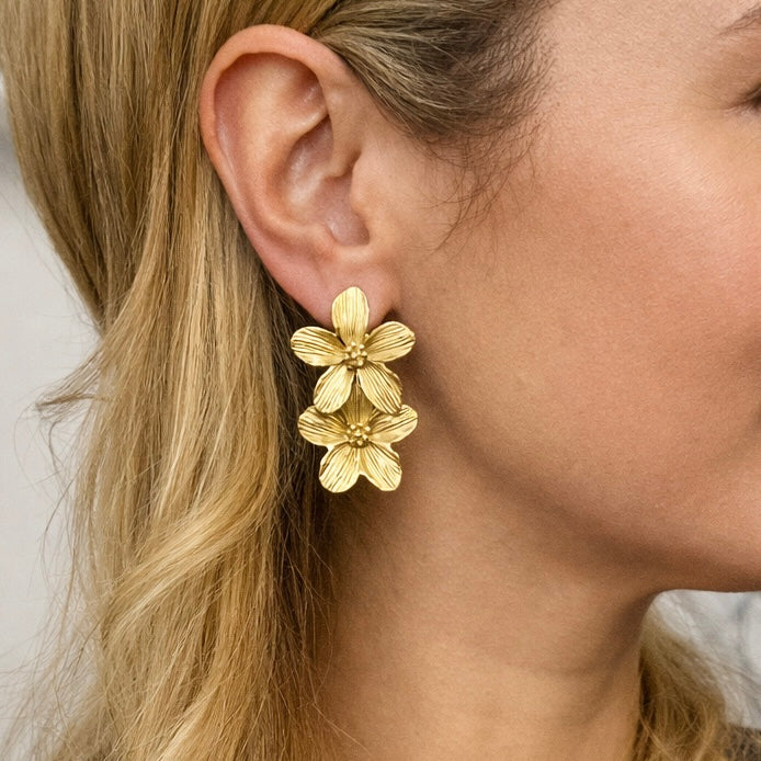 Golden Bloom Drop Earrings