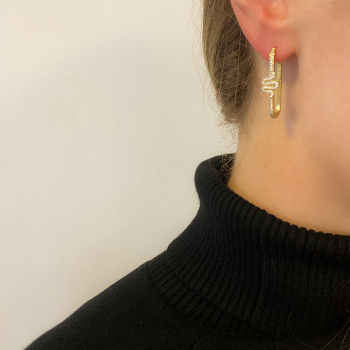 Snake Square Link Hoop Earrings