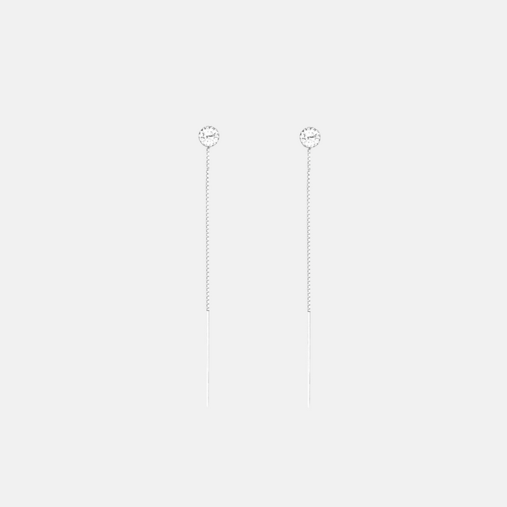 Ziri Zircon Stud Sterling Silver Chain Earrings
